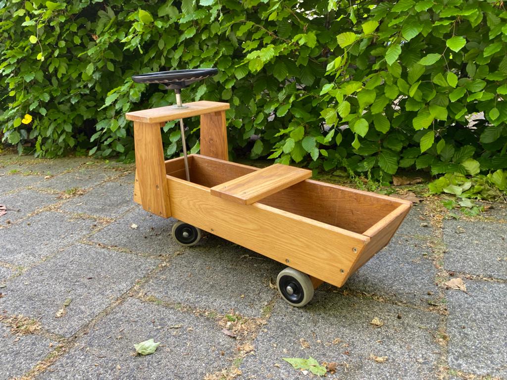 Houten kinderwagen met stuur, Ophalen, Gebruikt