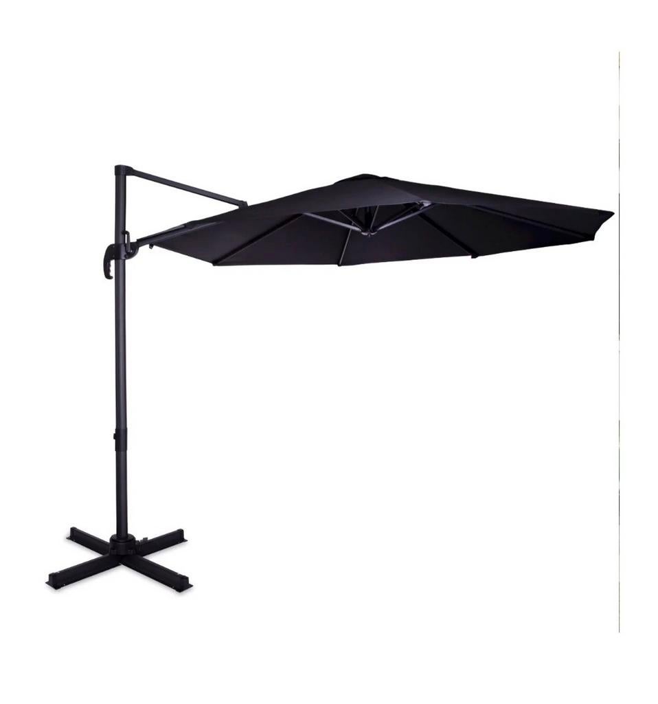 Zweefparasol zwart 3x3 meter met voet tegels, Tuin en Terras, Parasols, Ophalen of Verzenden, Gebruikt, 2 tot 3 meter, Zweefparasol