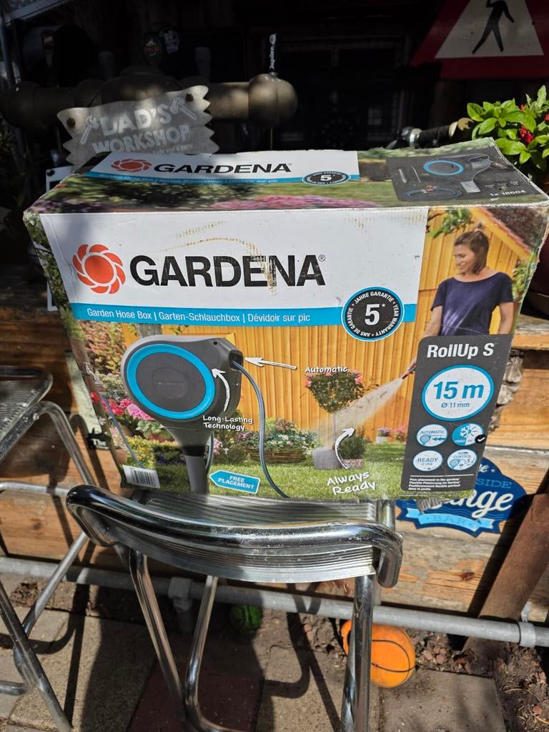 Nw Gardena Tuinslangbox RollUp S 15m - Nieuw in doos, Ophalen of Verzenden, Nieuw, Tuinslanghaspel