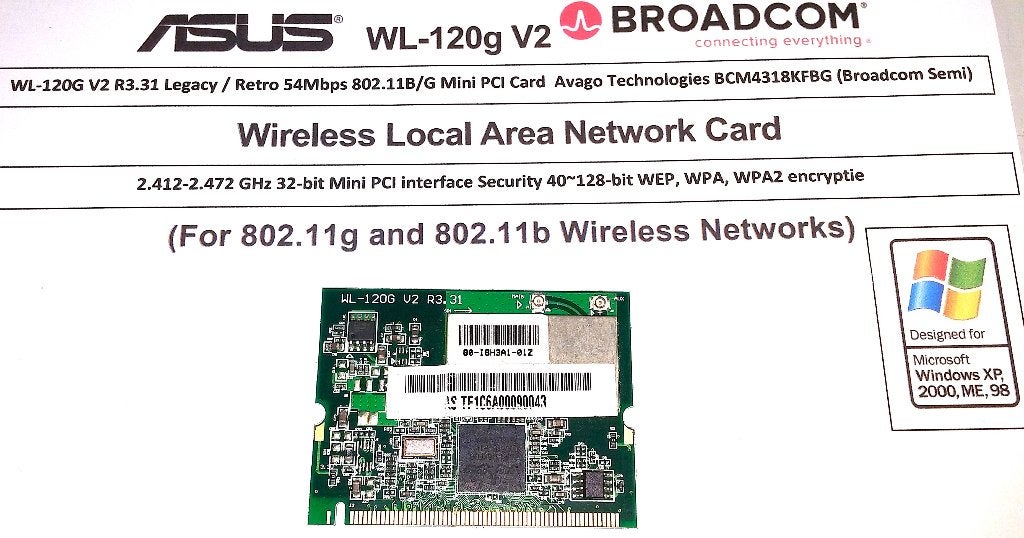 PCI netwerkkaart Asus WL-120G V2 R3.31 54Mbps MiniP Wifi WPA