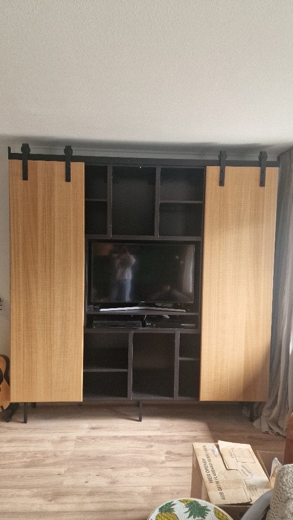 Grote wandkast, met veel vakken en schuifdeuren, Huis en Inrichting, Kasten | Kledingkasten, Ophalen, 200 cm of meer, Zo goed als nieuw