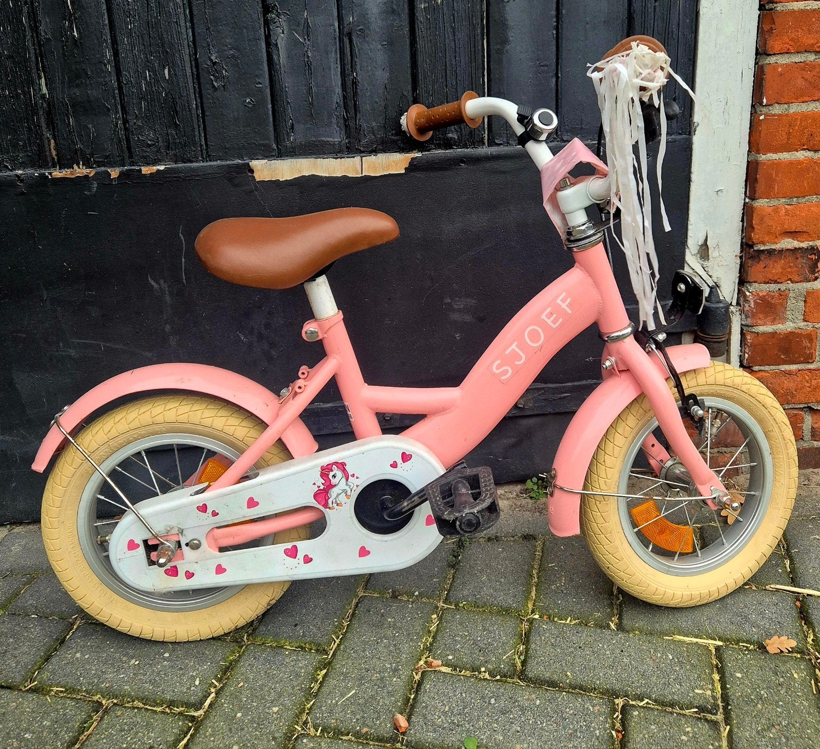 SJOEF Dolly 12 inch roze unicorn kinderfiets, Fietsen en Brommers, Ophalen, Gebruikt, Minder dan 16 inch