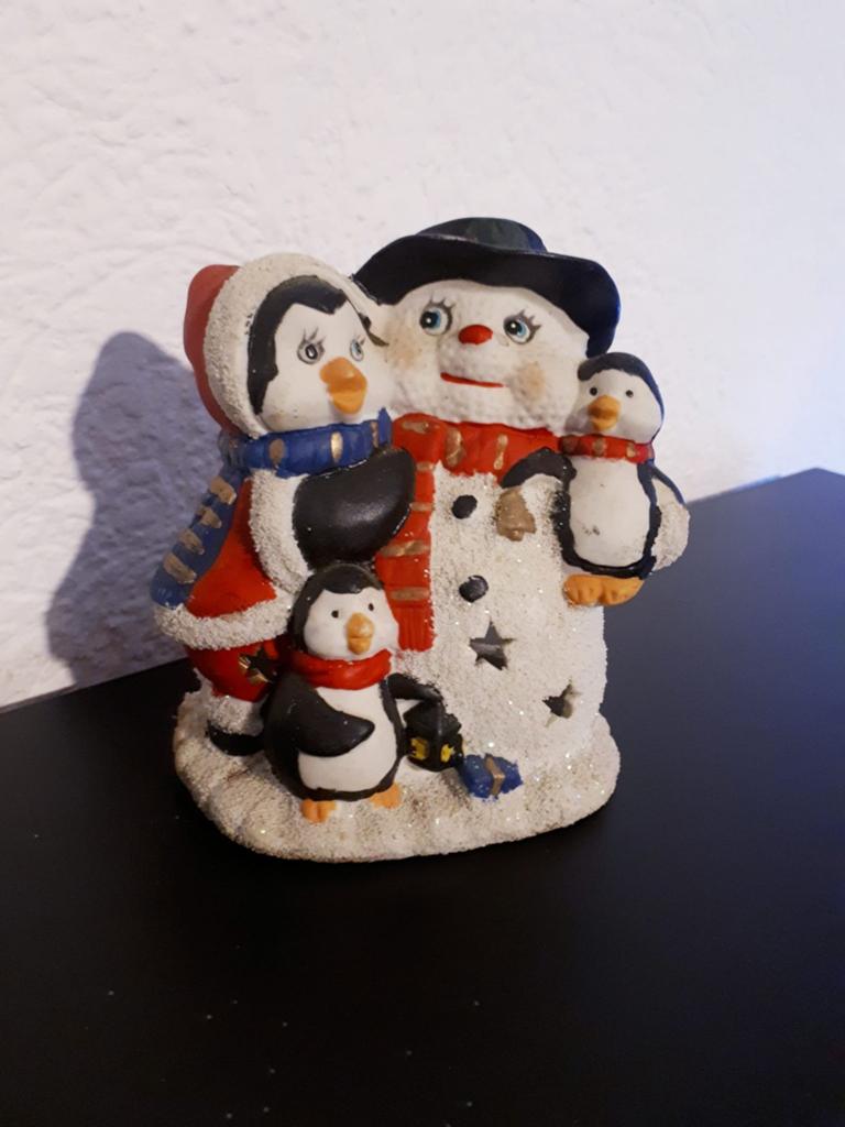 Waxinelicht houder sneeuwpop 17 cm, Verzamelen, Beelden en Beeldjes, Ophalen, Zo goed als nieuw, Dier