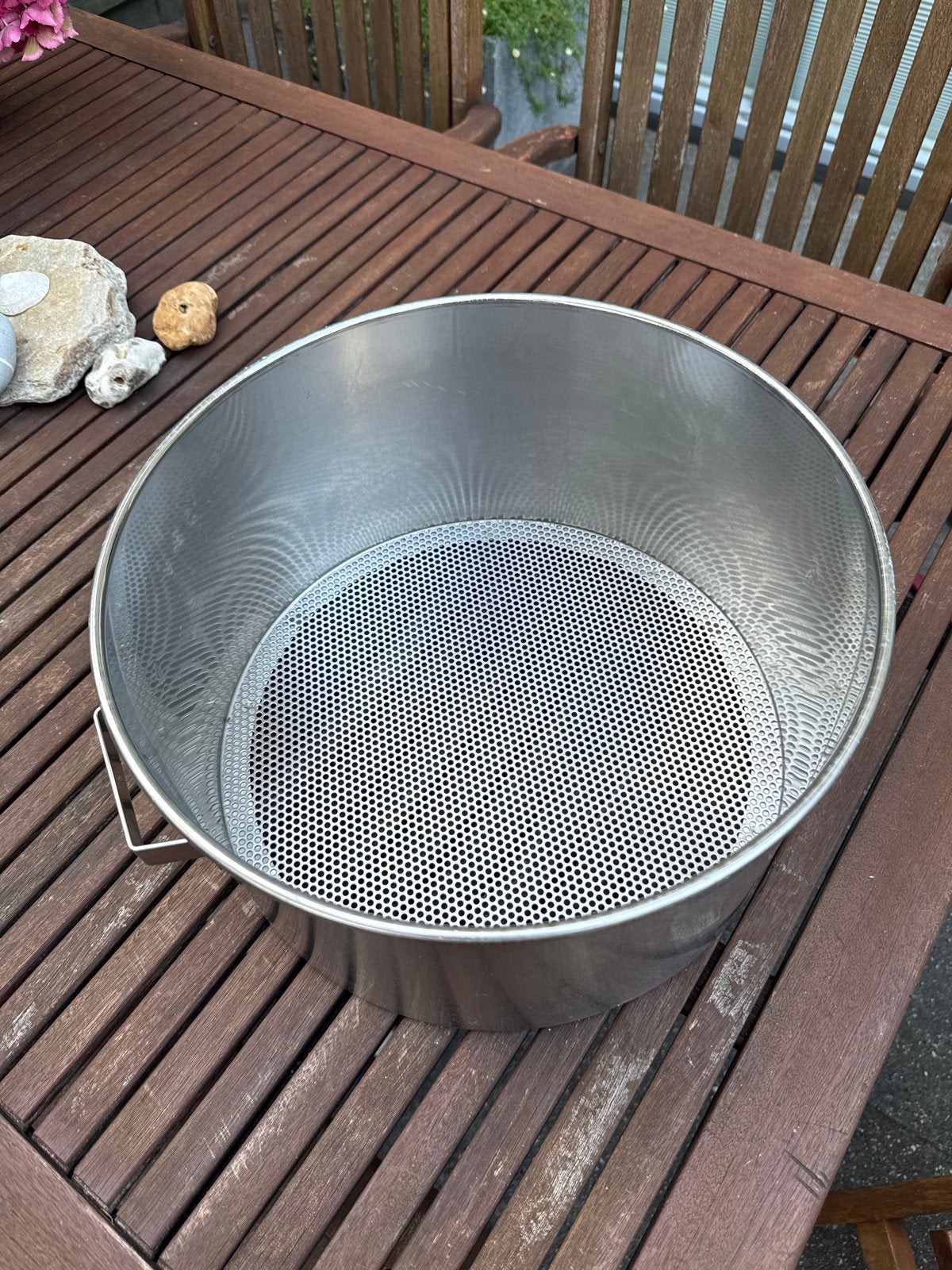 RVS Zeef voor Kaasbereiding - ca. 25 cm hoog, Huis en Inrichting, Keuken | Keukenbenodigdheden, Zilver, Ophalen of Verzenden, Metaal