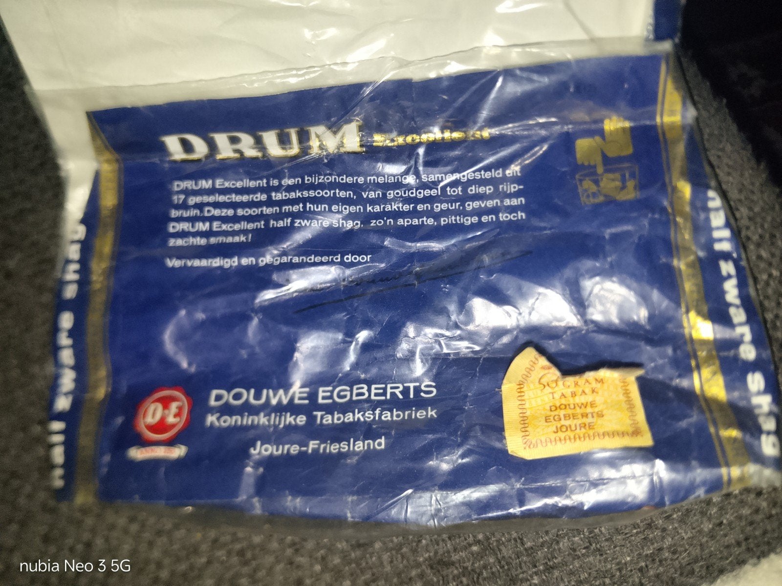 Vintage Drum Half Zware Shag Tabaksverpakking (leeg), Verzamelen, Ophalen, Gebruikt, Tabaksdoos of Verpakking