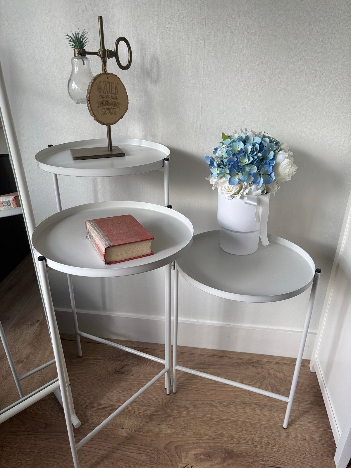 Witte plantenstandaard met 3 etages, Ophalen, Gebruikt, Wit, Metaal