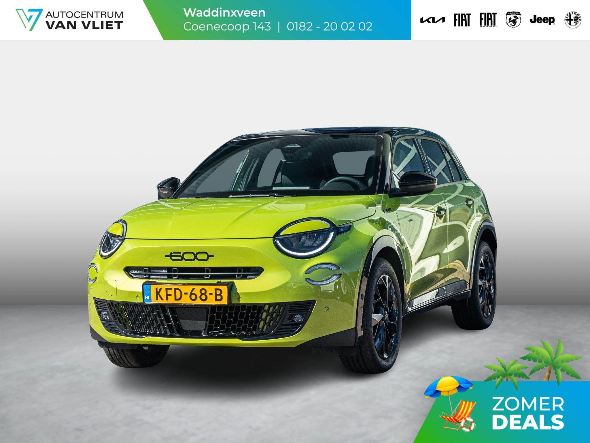 Fiat 600e Sport 54 kWh | Navi | Bicolore l Camera, Auto's, 12 maanden, Gebruikt, Zwart, 156 pk