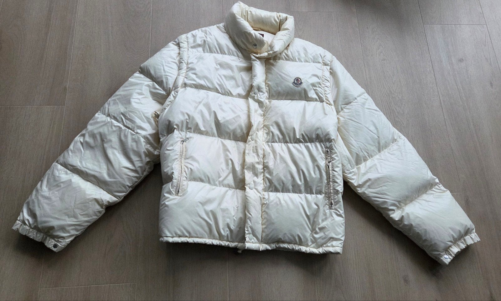 MONCLER winterjas maat 6, Maat 52/54 (L), Moncler, Beige, Ophalen of Verzenden