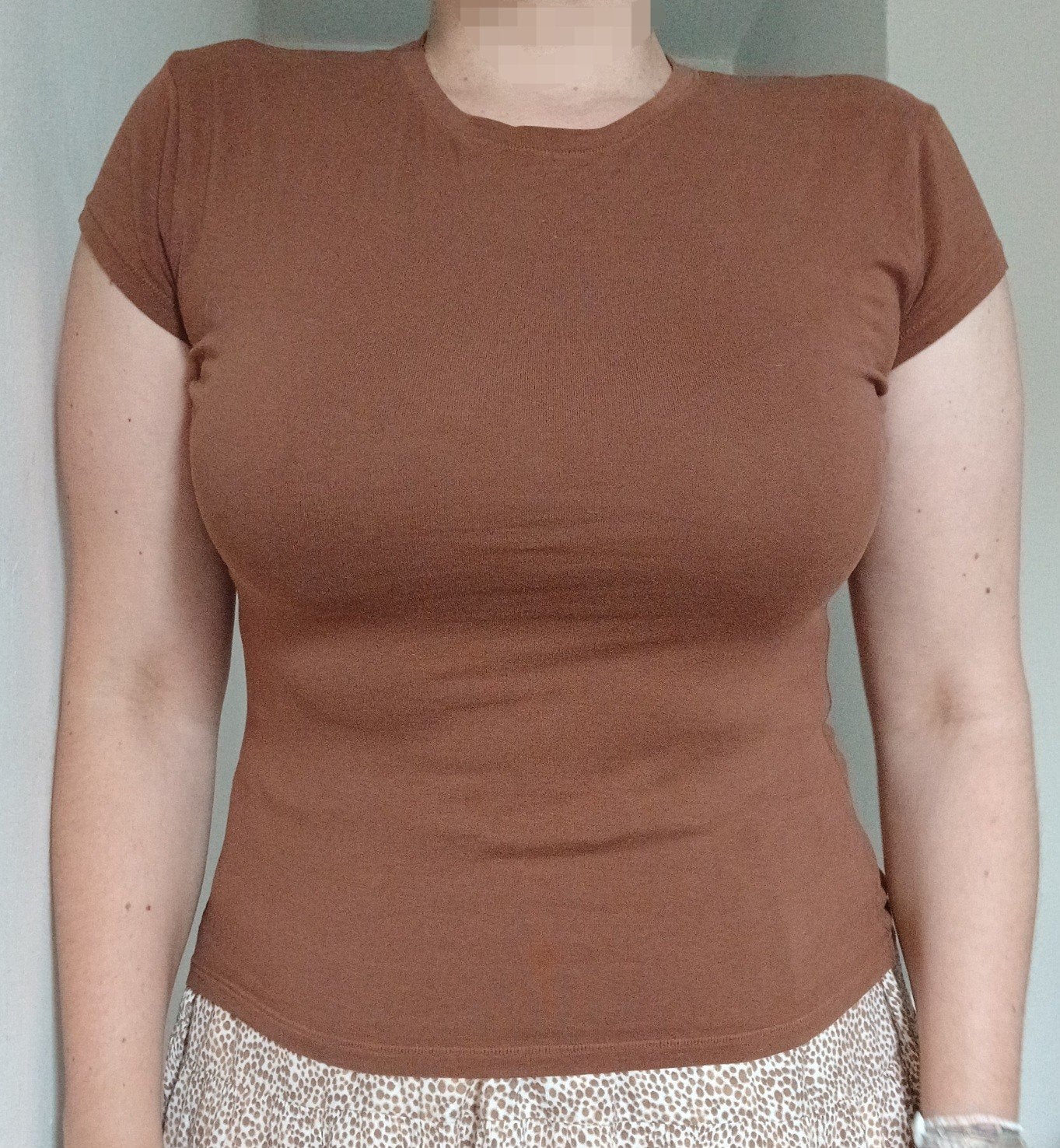 Zara bruin katoen shirt top M L zgan, Maat 38/40 (M), Bruin, Verzenden, Zara