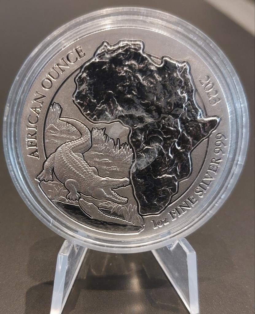 Zilveren munt 1 oz African Ounce 2023 Rwanda Krokodil, Postzegels en Munten, Munten | Afrika, Verzenden