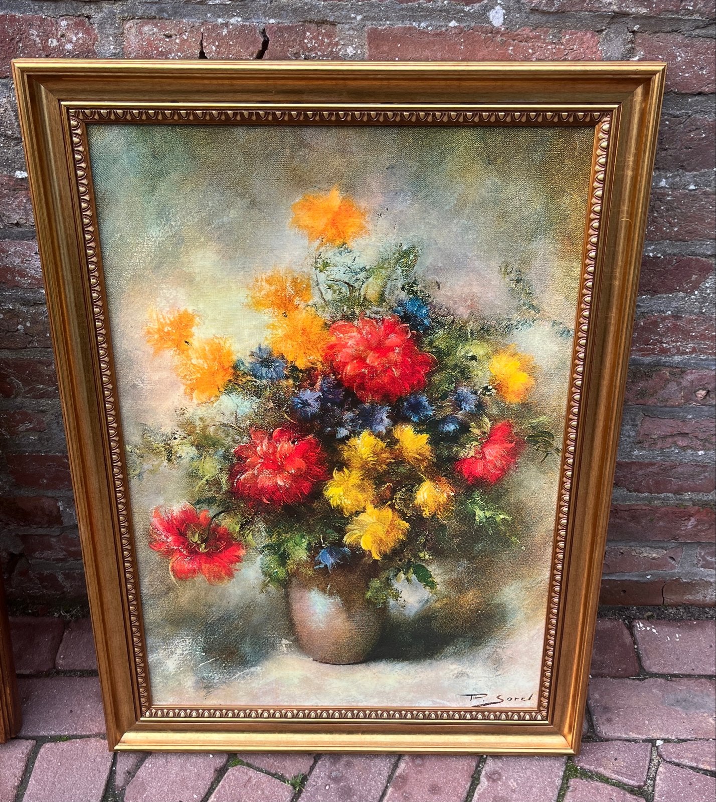 Schilderij van P. Sorel - Kleurrijk Bloemenstilleven, Verzenden