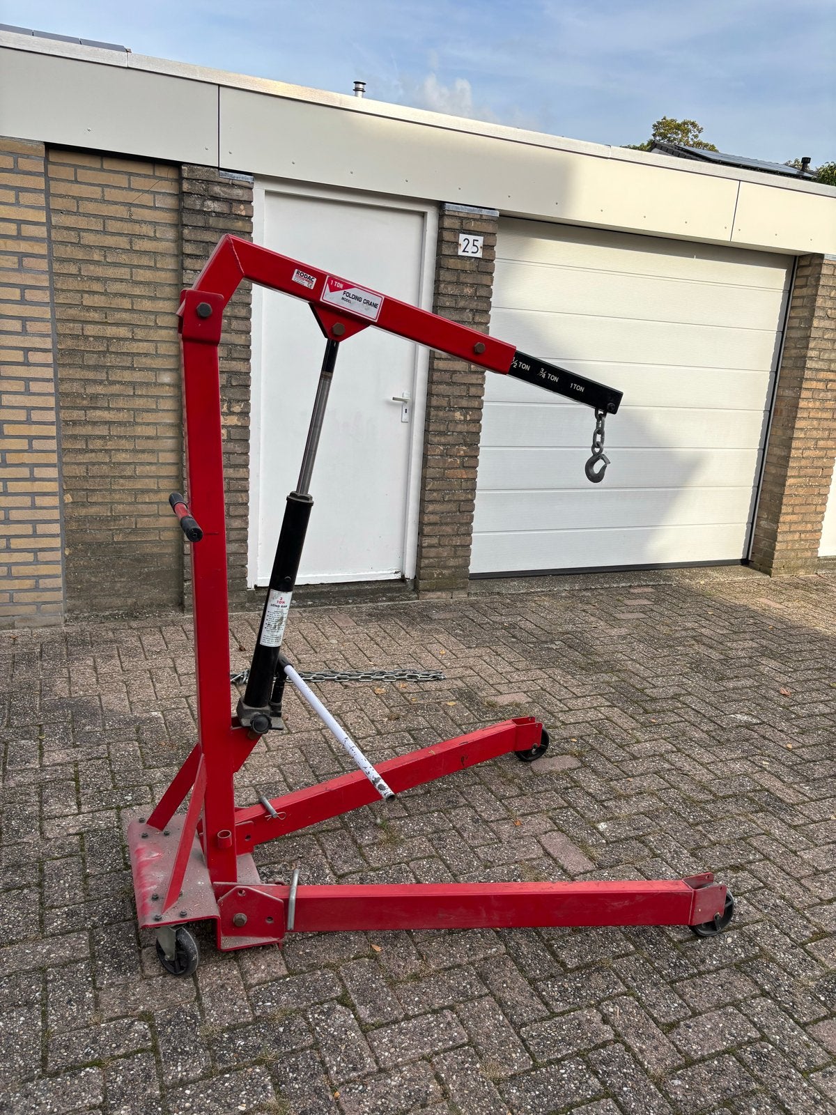Rodac Werkplaatskraan Motortakel 1000kg Opvouwbaar, Ophalen of Verzenden, Zo goed als nieuw
