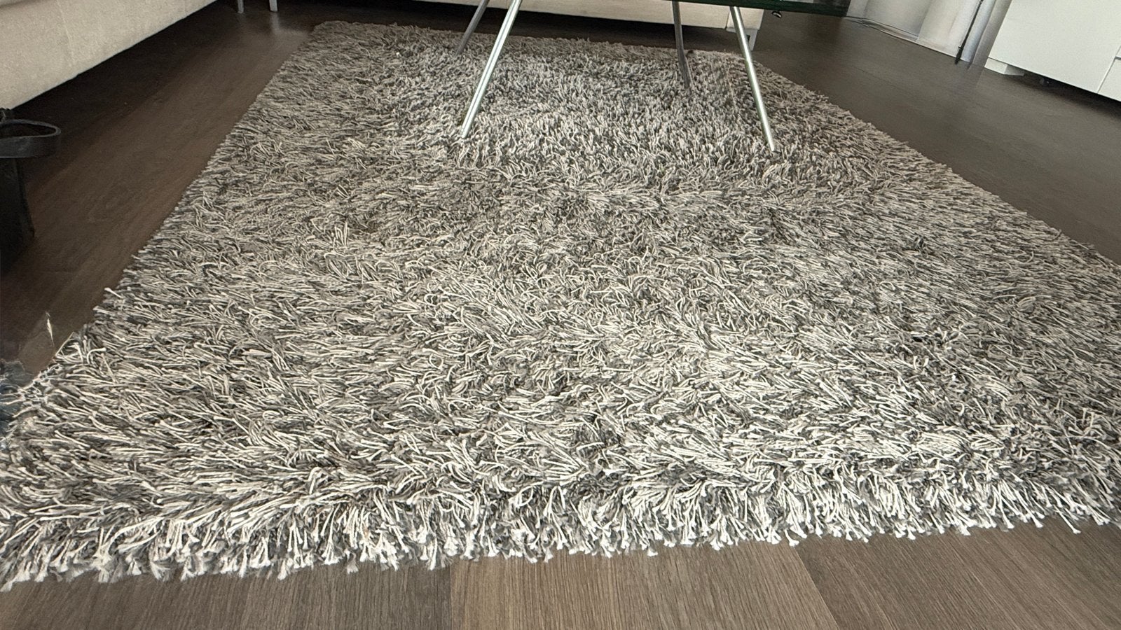 Grijs hoogpolig vloerkleed - 230x160 cm, Ophalen, Gebruikt, 150 tot 200 cm, 200 cm of meer
