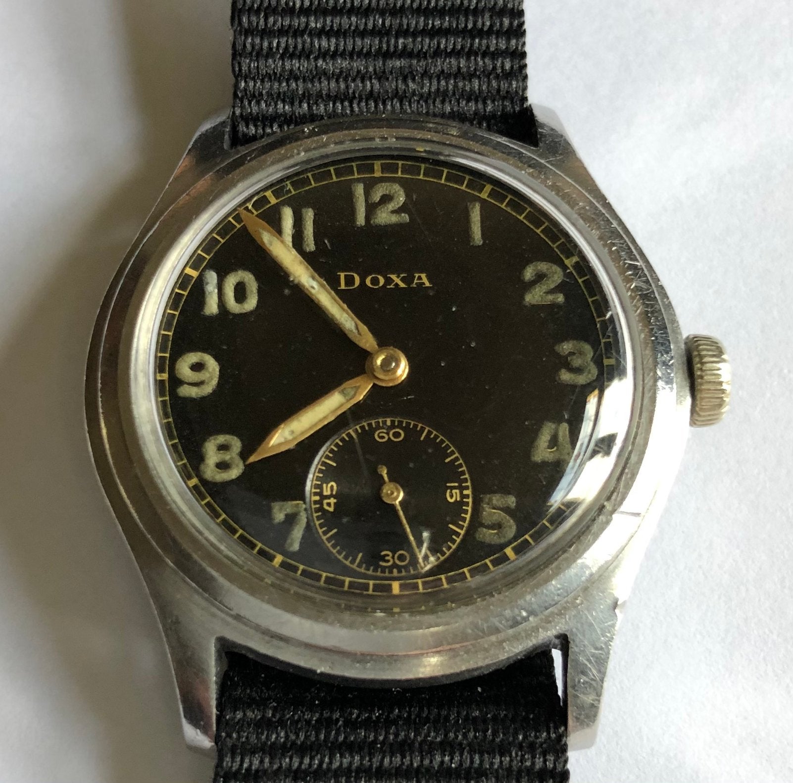 Doxa Zwitsers polshorloge WH Dienstuhr, Sieraden, Tassen en Uiterlijk, Horloges | Antiek, Ophalen of Verzenden, Staal, Overige merken