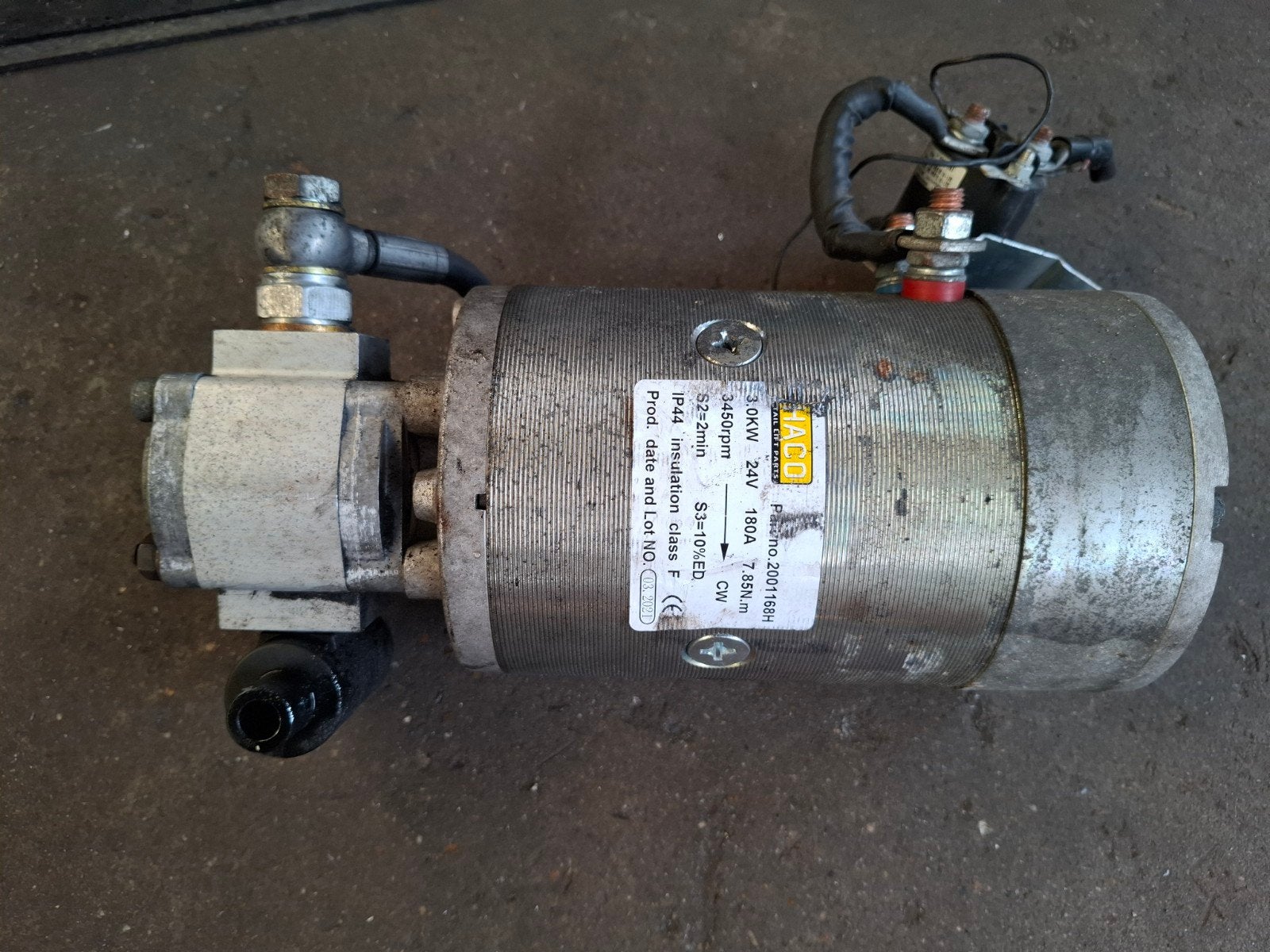 Hydrauliek pomp 3.0kw 24v inclusief relais, Ophalen of Verzenden, Gebruikt