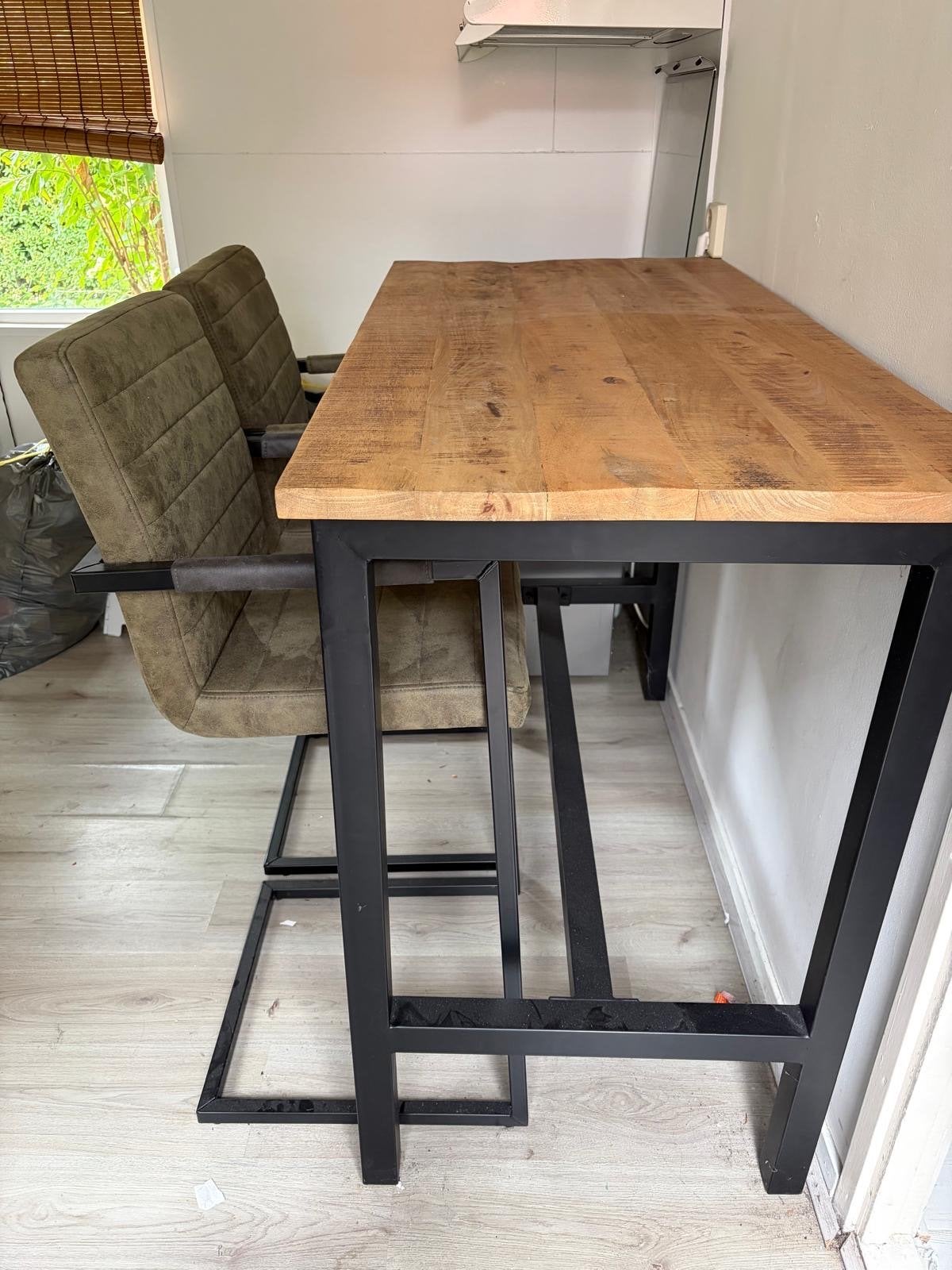Set van 2 barkrukken met armleuningen, Ophalen, Met voetsteun, Zo goed als nieuw, 90 cm of meer