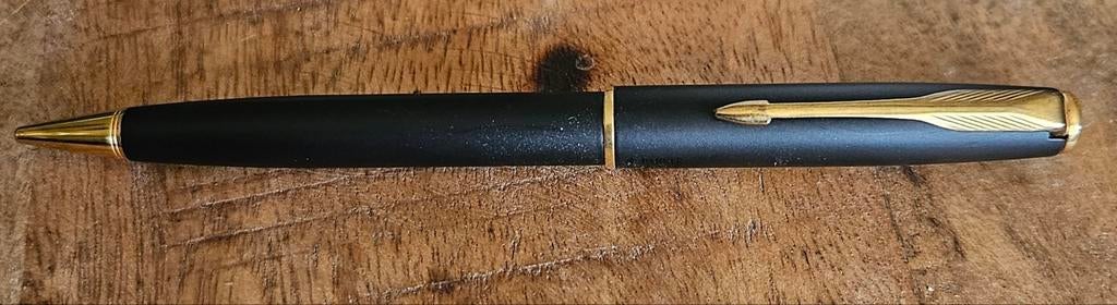 Parker 75 vulpotlood | Mat zwart | Gouden pijlclip, Ophalen of Verzenden, Gebruikt, Balpen, Parker