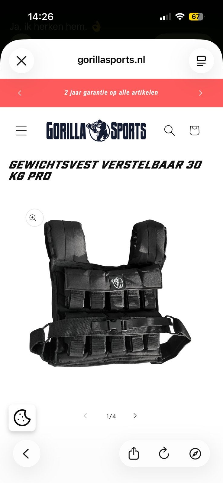 Gorilla Sports Gewichtsvest Verstelbaar 30 KG Pro, Sport en Fitness, Fitnessmaterialen, Ophalen of Verzenden, Nieuw