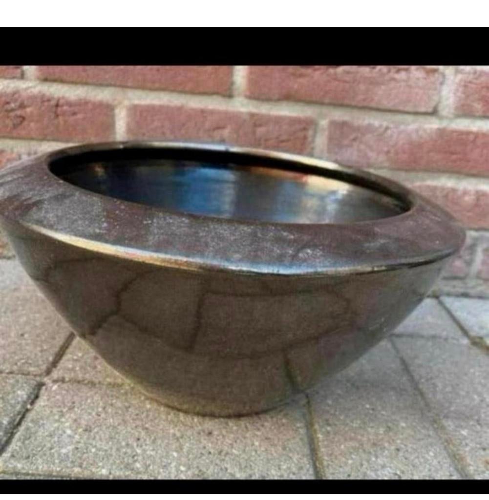 Bloempot taca bowl 35x19 metaalglans, Tuin en Terras, 25 tot 40 cm, Overige materialen, Gebruikt, Rond
