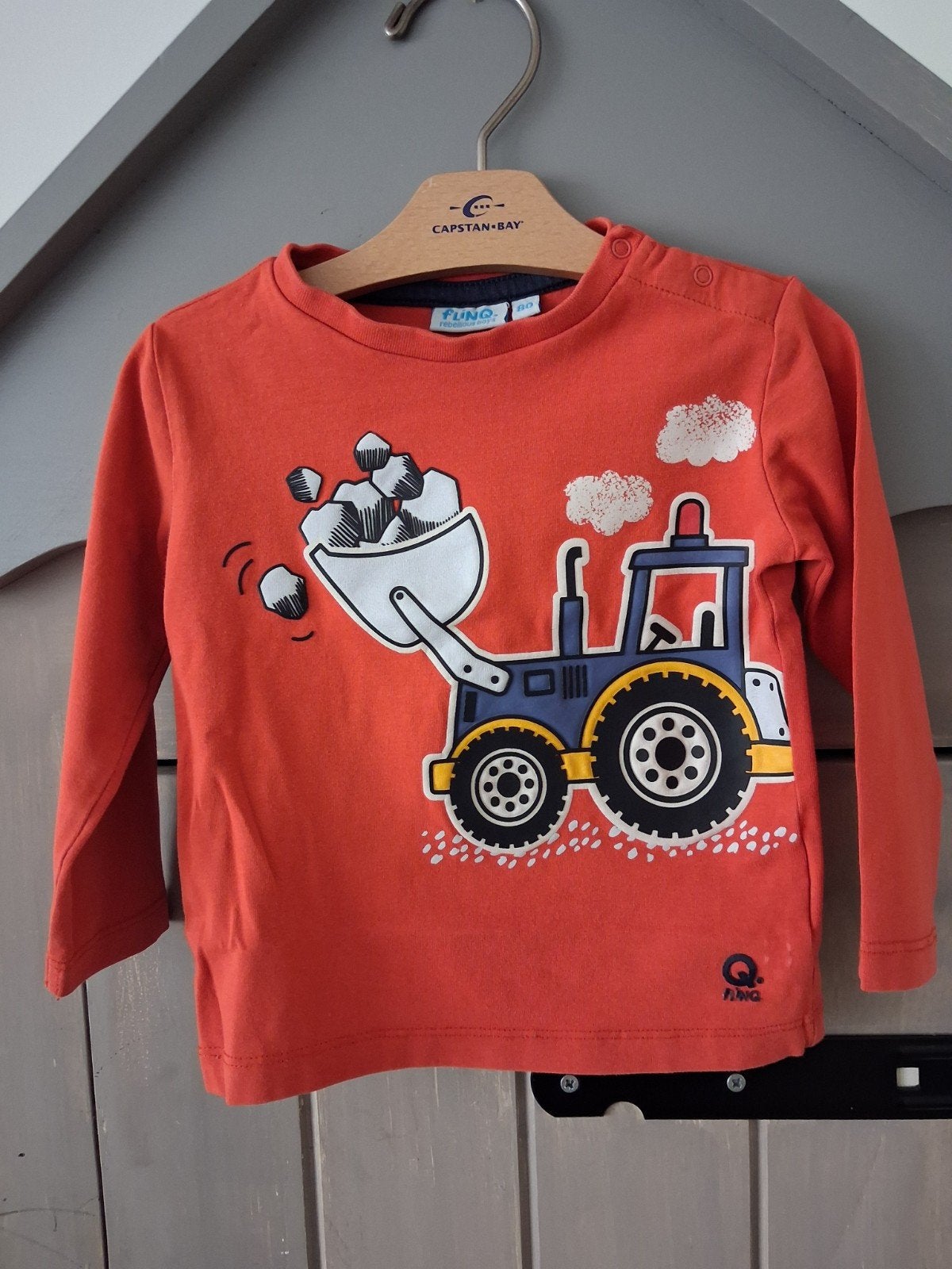 Flinq truitje / shirtje met tractor, maat 80, Kinderen en Baby's, Babykleding | Maat 80, Ophalen of Verzenden, Flinq, Jongetje