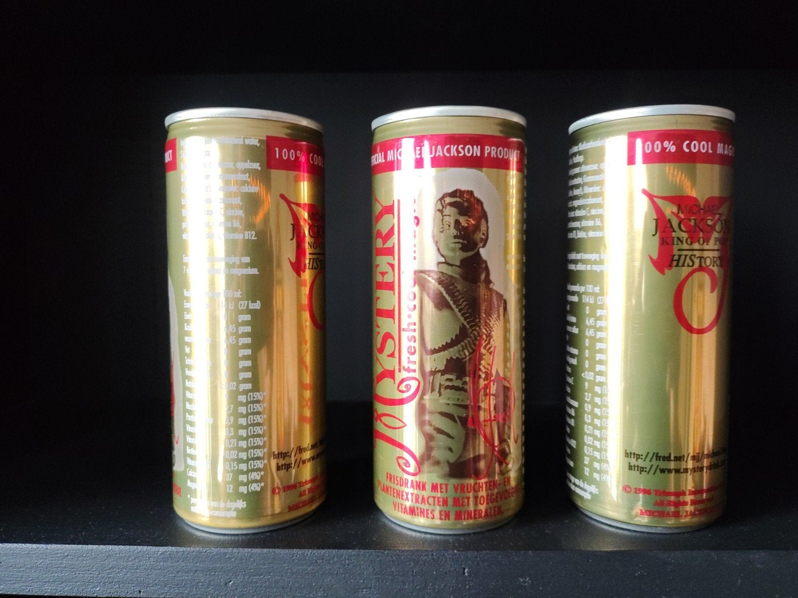 3 ongeopende Michael Jackson Mystery frisdrank blikjes, Verzamelen, Overige Verzamelen, Ophalen of Verzenden