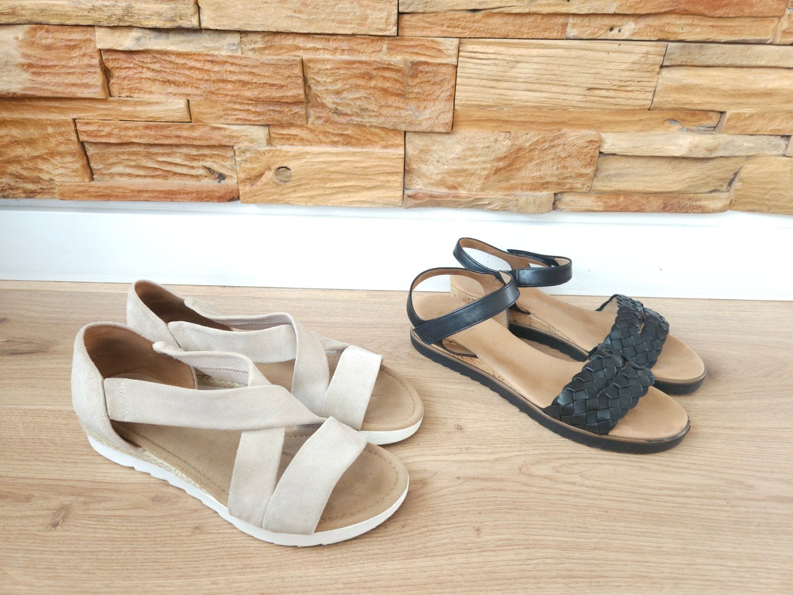 Gabor 2 PAAR! sandalen / slippers maat 8,5 G / 42,5 zwart, Zwart, Gabor, Zo goed als nieuw, Sandalen of Muiltjes