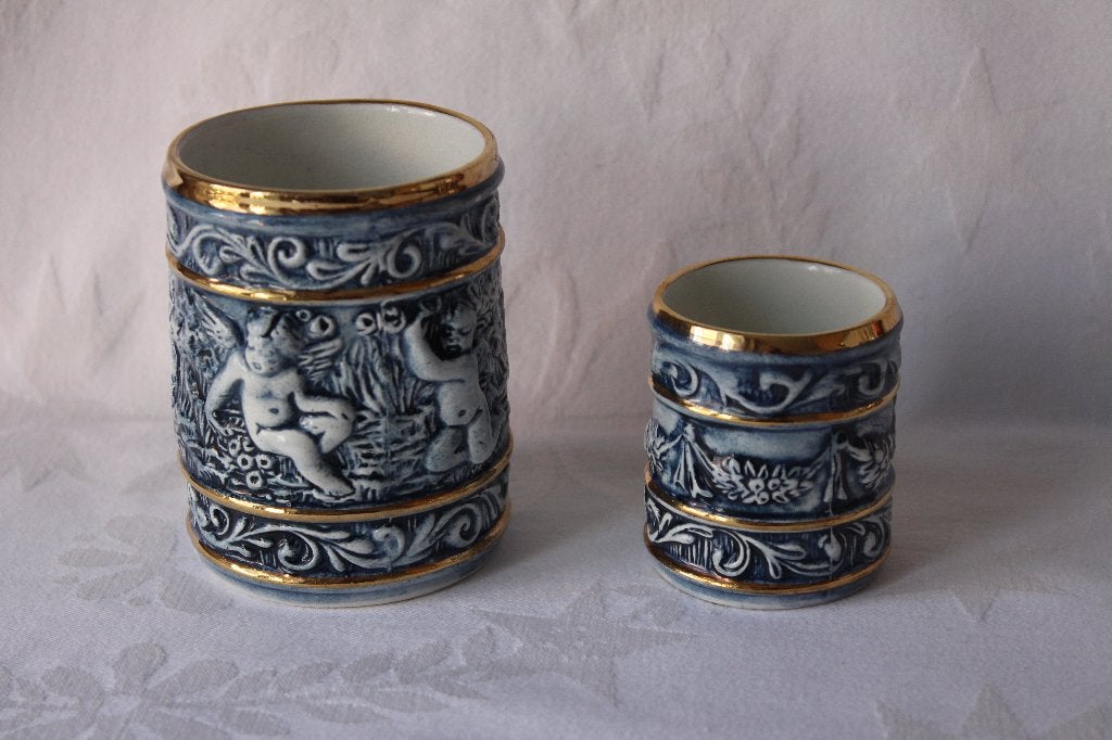 Vintage Capodimonte majolica potjes gemerkt, Ophalen of Verzenden