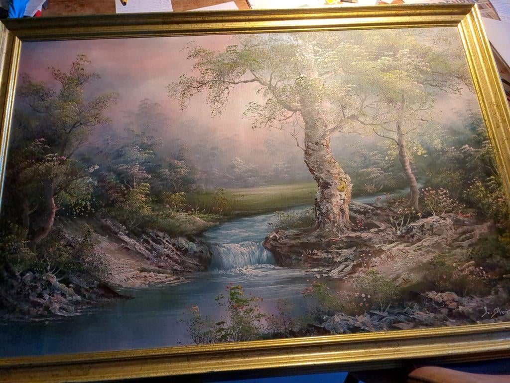 Prachtig schilderij bos landschap, Ophalen of Verzenden