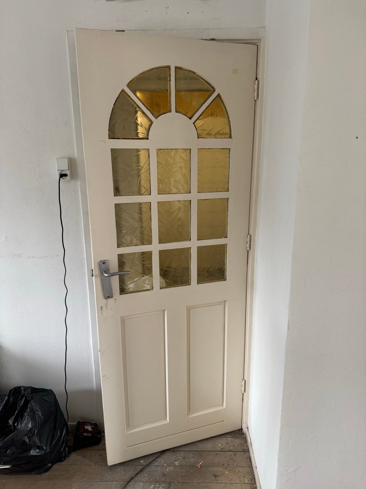 Deur 77 x 201,5 cm met glaspanelen, Gebruikt, Minder dan 80 cm, Binnendeur, Ophalen of Verzenden