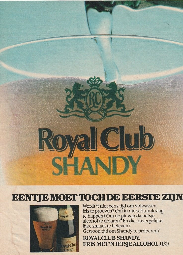 Retro reclame 1979 Royal Club Shandy frisdrank de eerste, Verzenden, Overige typen