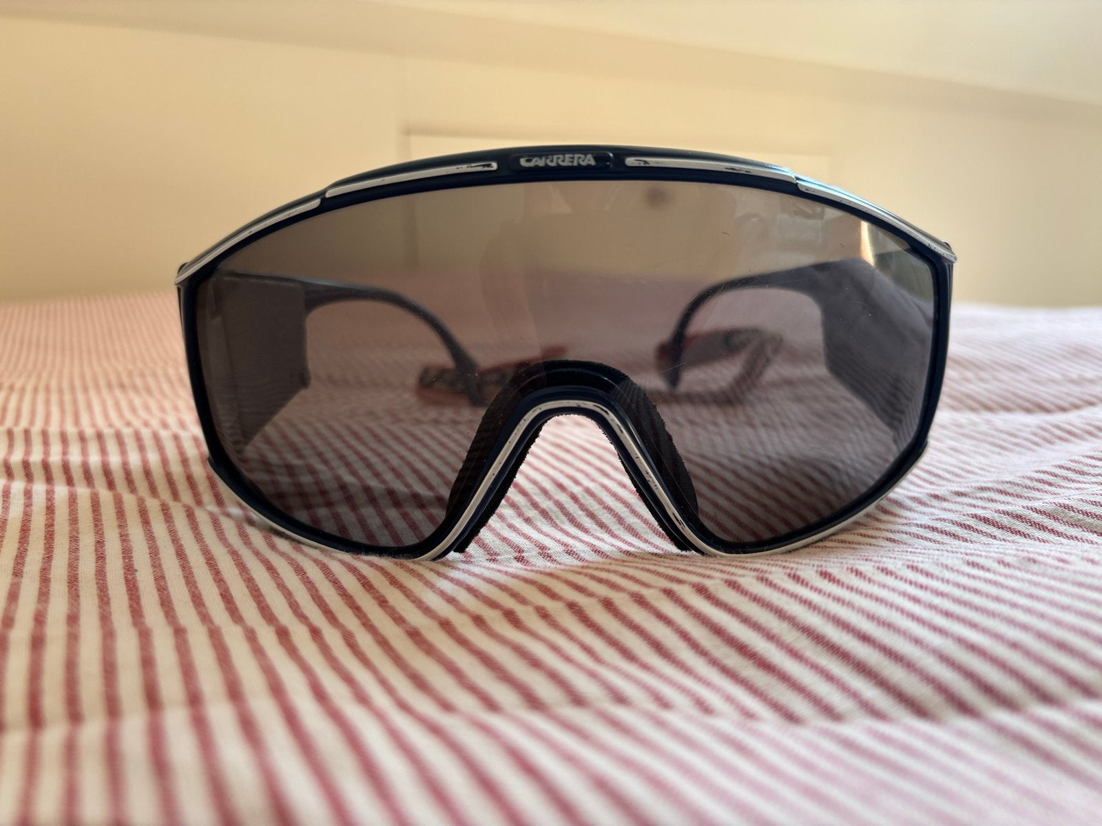 Vintage Carrera 5573 XXL Zonnebril met Bandje, Gebruikt, Zonnebril, Blauw, Carrera