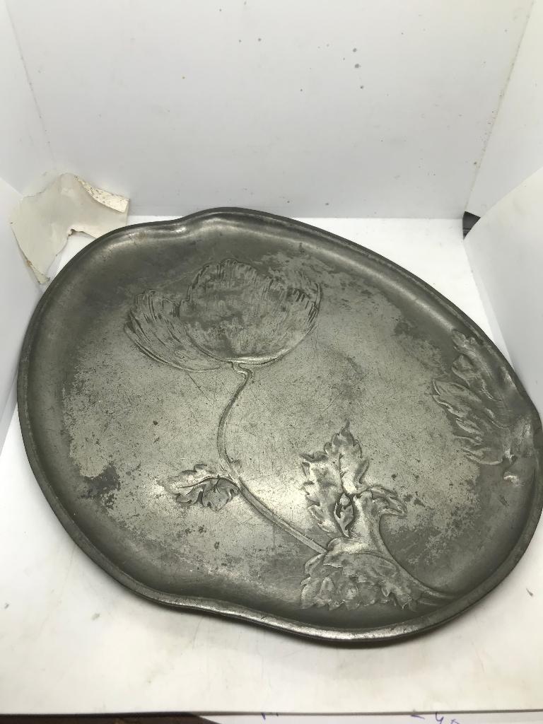 jugendstil tin schaal blad, Antiek en Kunst, Ophalen of Verzenden