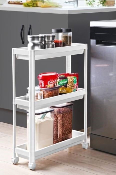 Badkamerrek / keukenrek op Wielen 71 cm hoog, wit, Ophalen, Overige typen, 50 tot 100 cm, Minder dan 25 cm