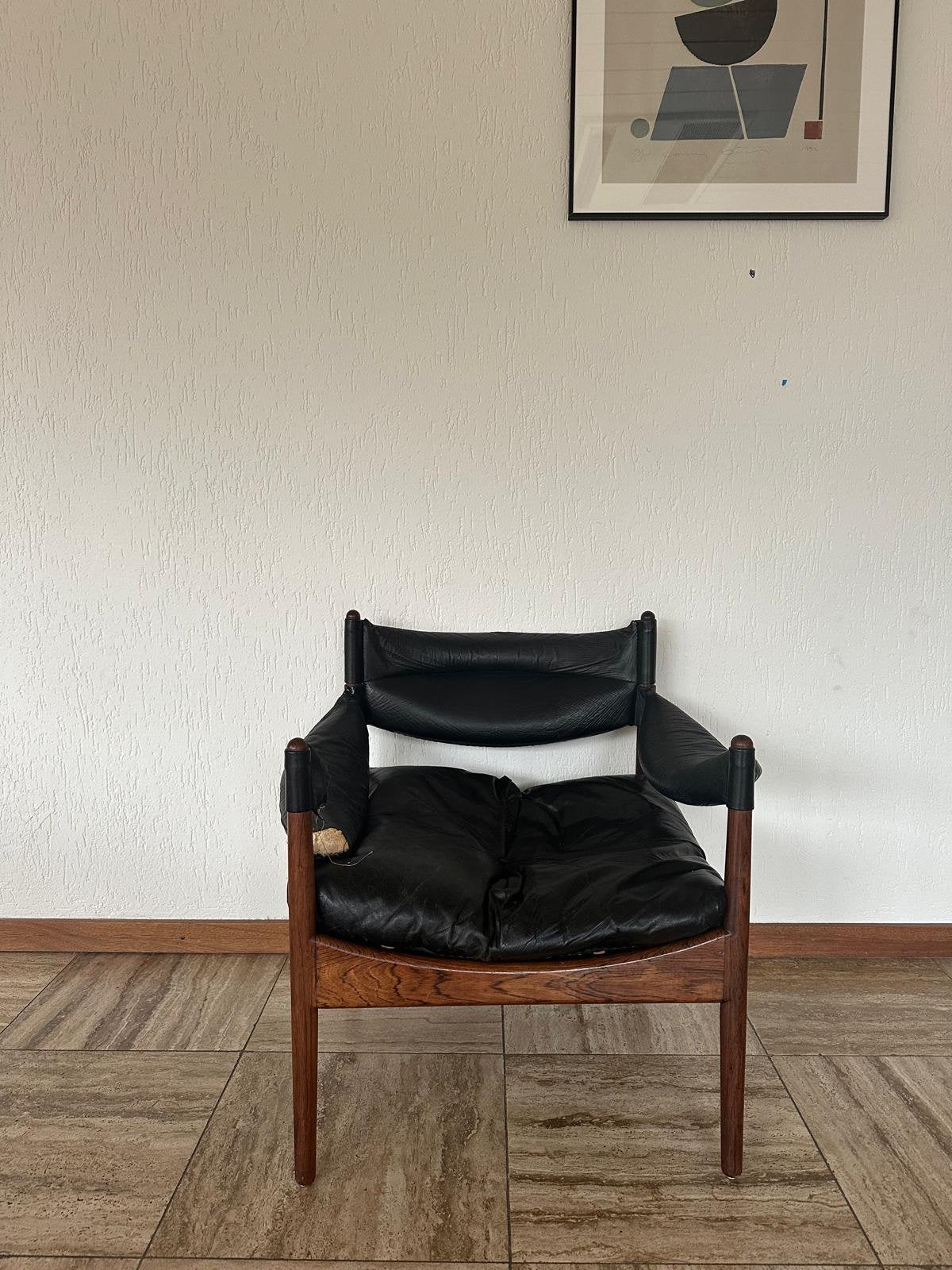 Palissander Kristian Vedel Modus lounge chair, Huis en Inrichting, Stoelen, Gebruikt, Zwart, Ophalen of Verzenden, Eén