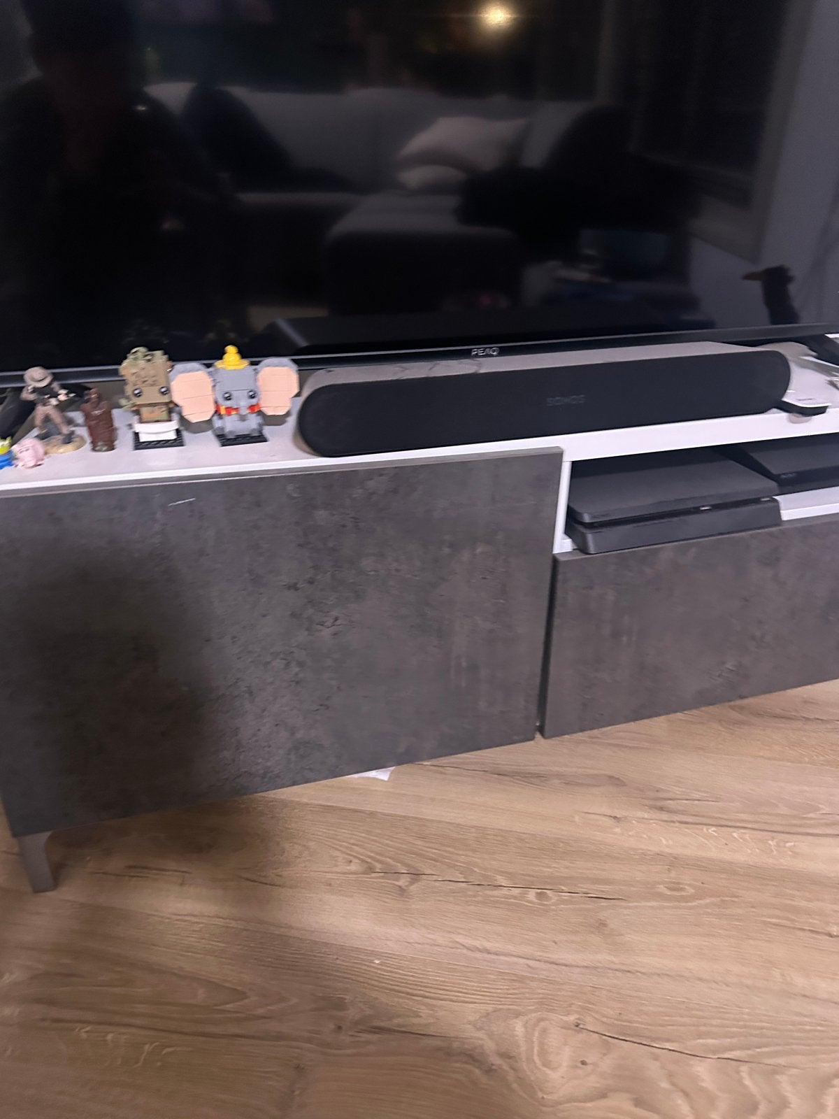 Besta TV-meubel 120x40 cm - Grijs/Wit, Huis en Inrichting, Ophalen, Overige materialen, Gebruikt, 100 tot 150 cm