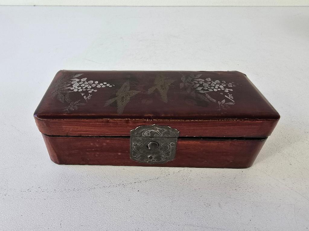 Floraal kistje vogels, hout lak, Japan, 1e helft 20e eeuw, Ophalen of Verzenden