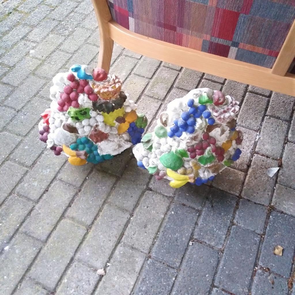 Betonnen fruitmand ornamenten 2 stuks, Ophalen, Gebruikt, Beton, Overige typen