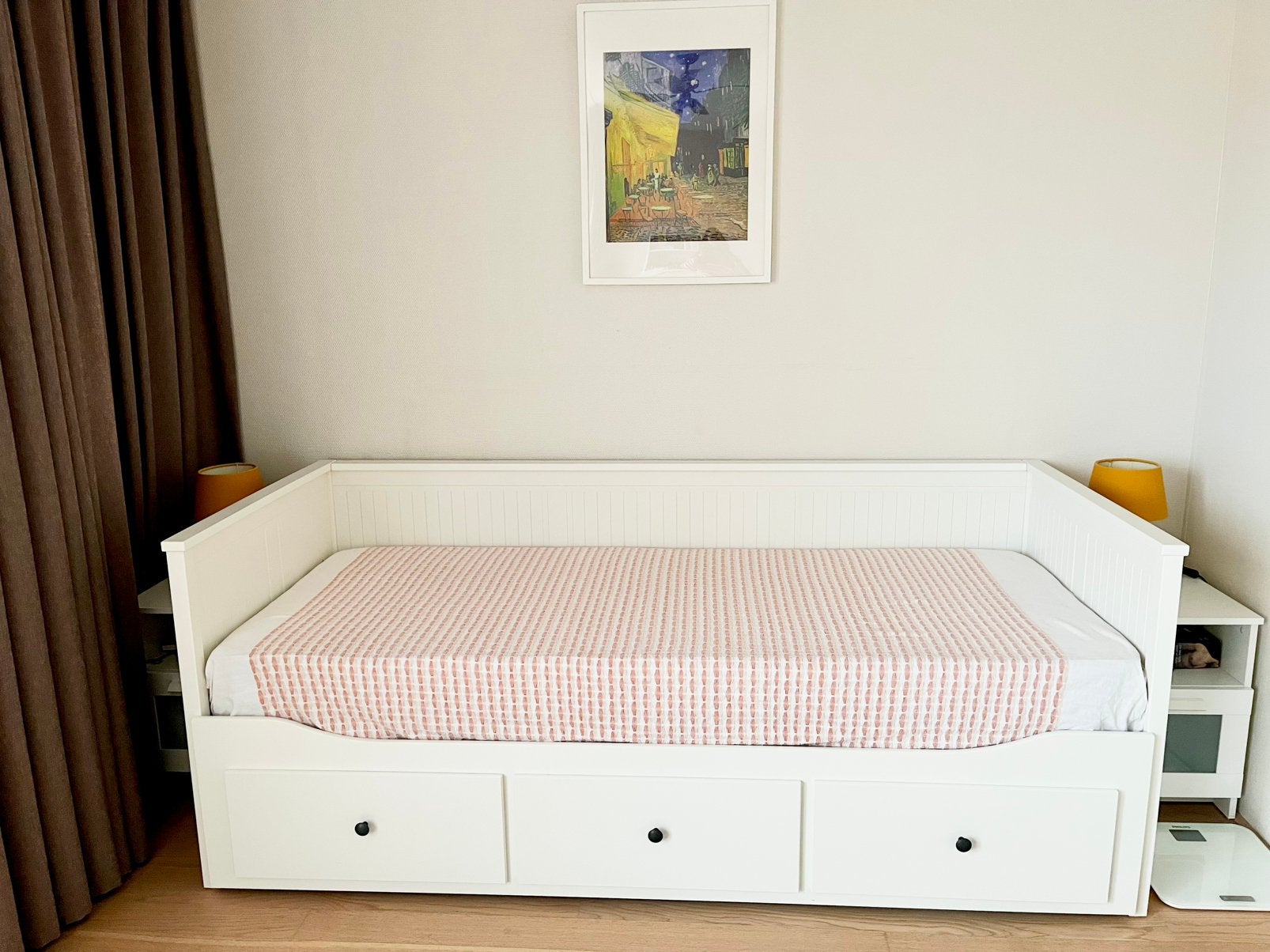 IKEA HEMNES Bedbank met 3 lades, Ophalen, Wit, Tweepersoons, 80 cm
