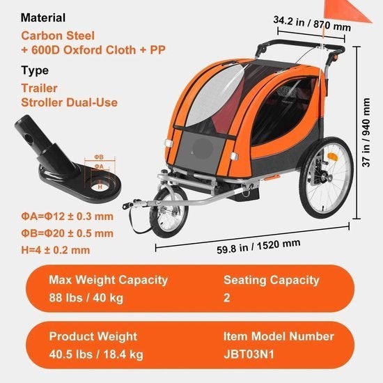 Fietstrailer - Fietskar - Aanhanger Fiets - Fietskar Voor Ki, Corvance B.V., Verzenden, Nieuw, Corvancebol@gmail.com
