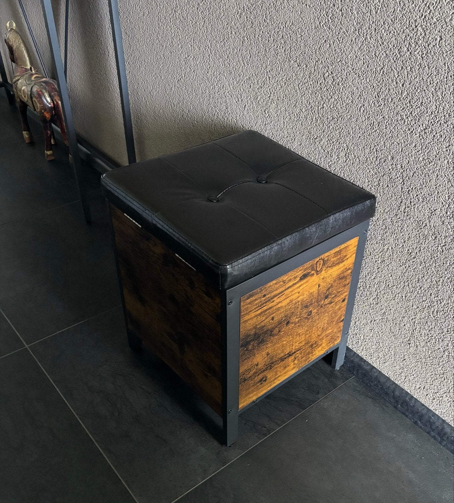 Bankje met opbergruimte - Zwart en Hout, Ophalen, Zwart, Nieuw, Eén