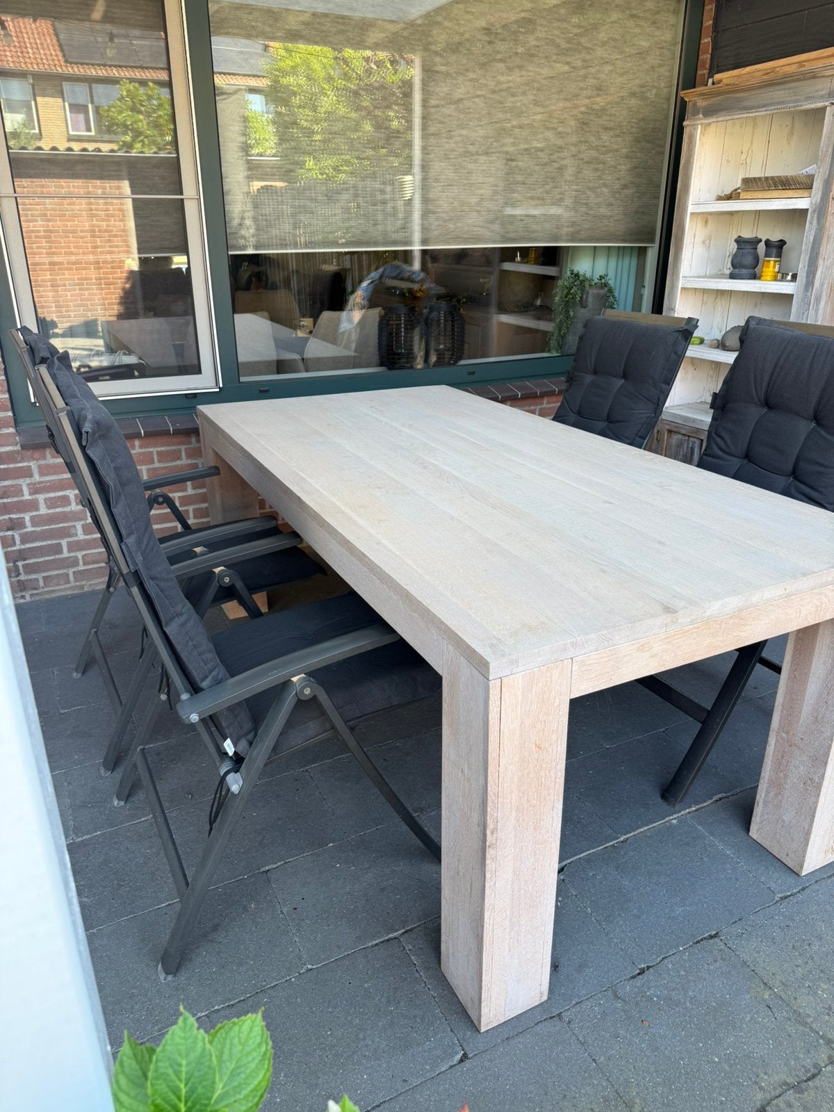 Eiken houten eettafel 200x100 cm bladhoogte 79, Ophalen, 200 cm of meer, 50 tot 100 cm, Zo goed als nieuw
