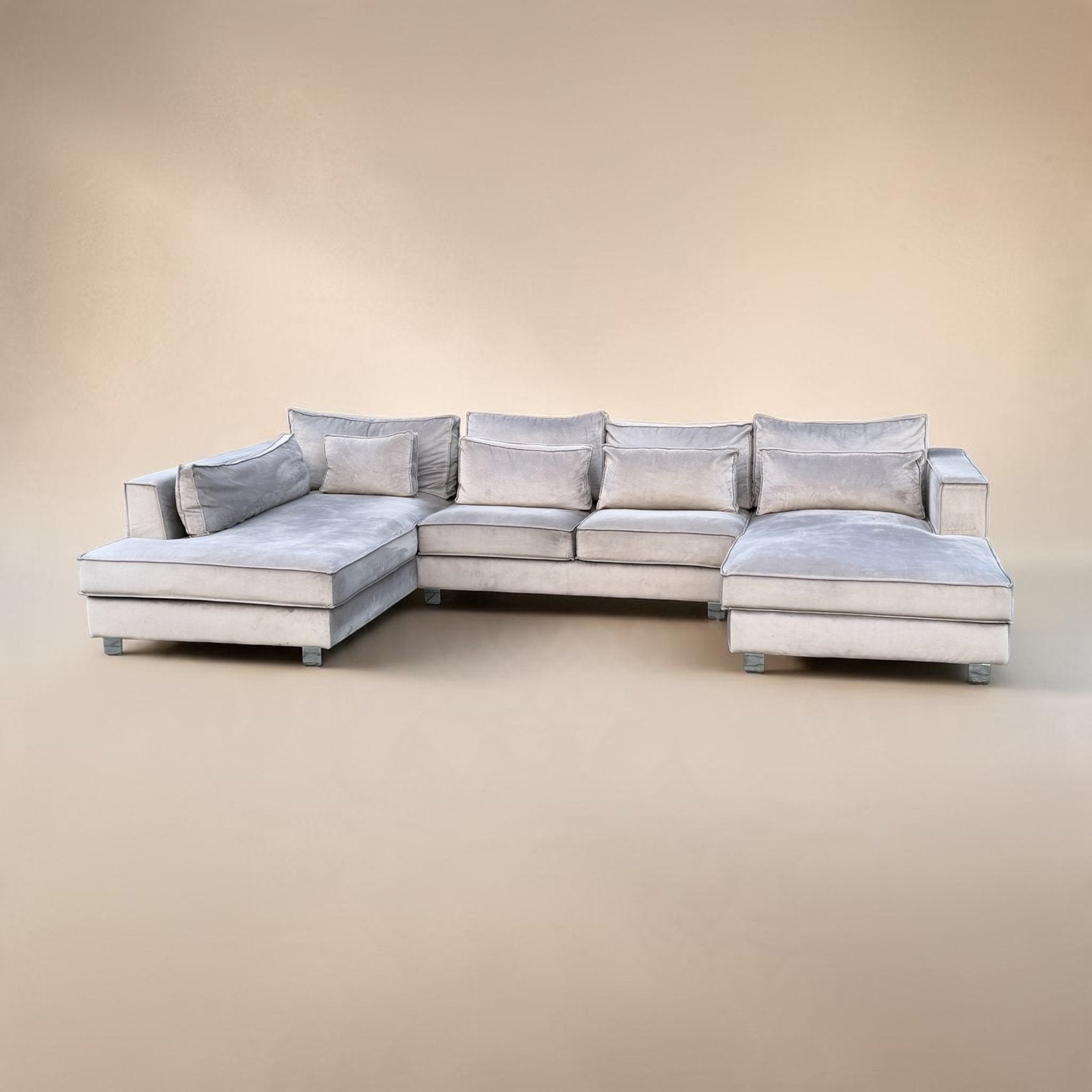 GRATIS LEVERING | VELVET HOEKBANK U-VORM XL | GEREINIGD, Hoekbank, 300 cm of meer, Zo goed als nieuw, Vierpersoons of meer