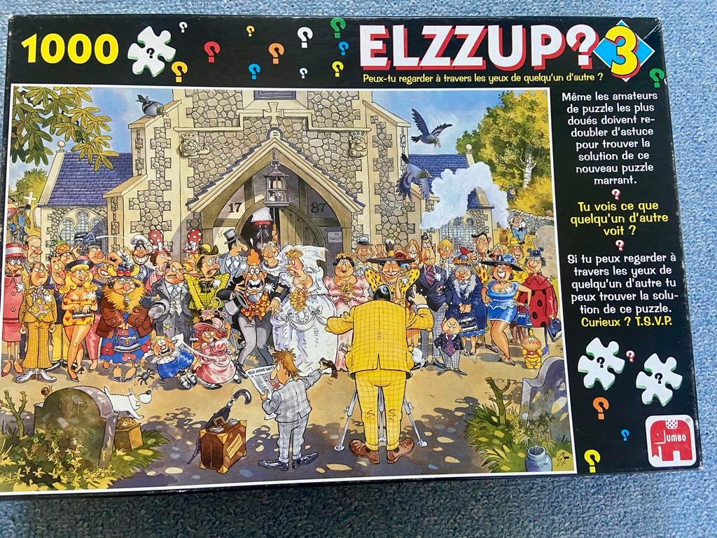 Jumbo Elzzup? 3 Puzzel 999 stukjes (mist 1 stukje), Ophalen of Verzenden, 500 t/m 1500 stukjes, Gebruikt, Legpuzzel