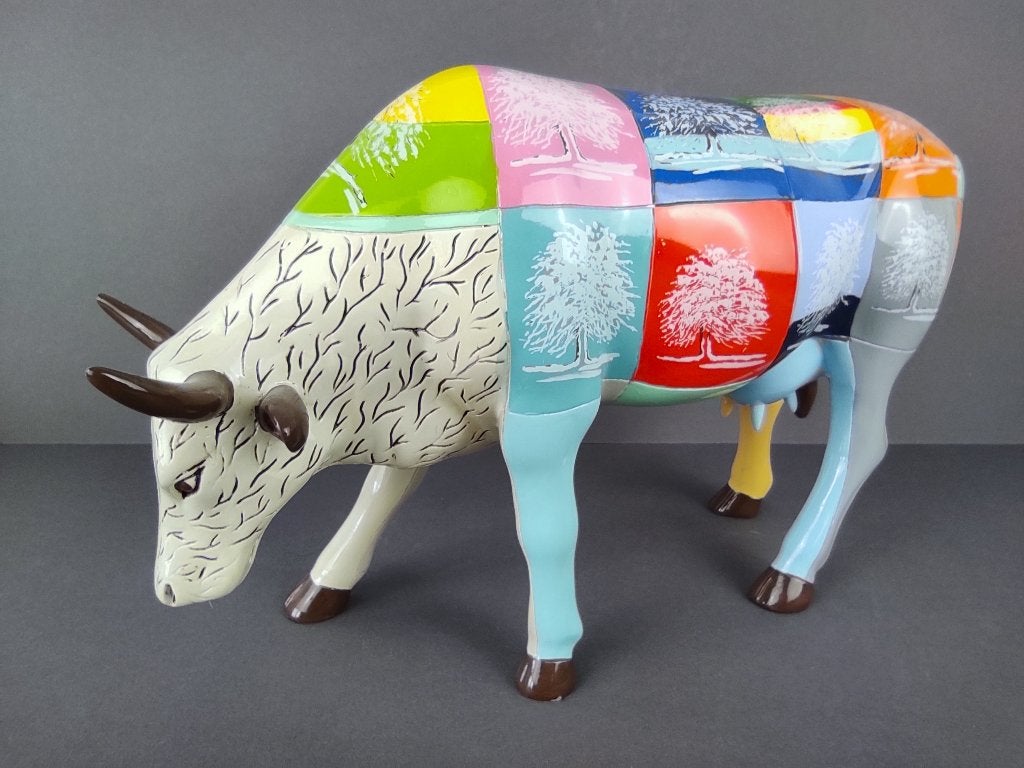 CowParade / Cow Parade Koe “Tree of Life” LARGE (zeldzaam), Ophalen of Verzenden, Beschilderd, Beeld, Meerkleurig