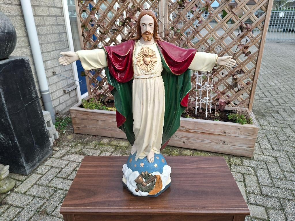 schitterende mooi antiek groot beeld van jezus christus, Antiek en Kunst, Ophalen of Verzenden