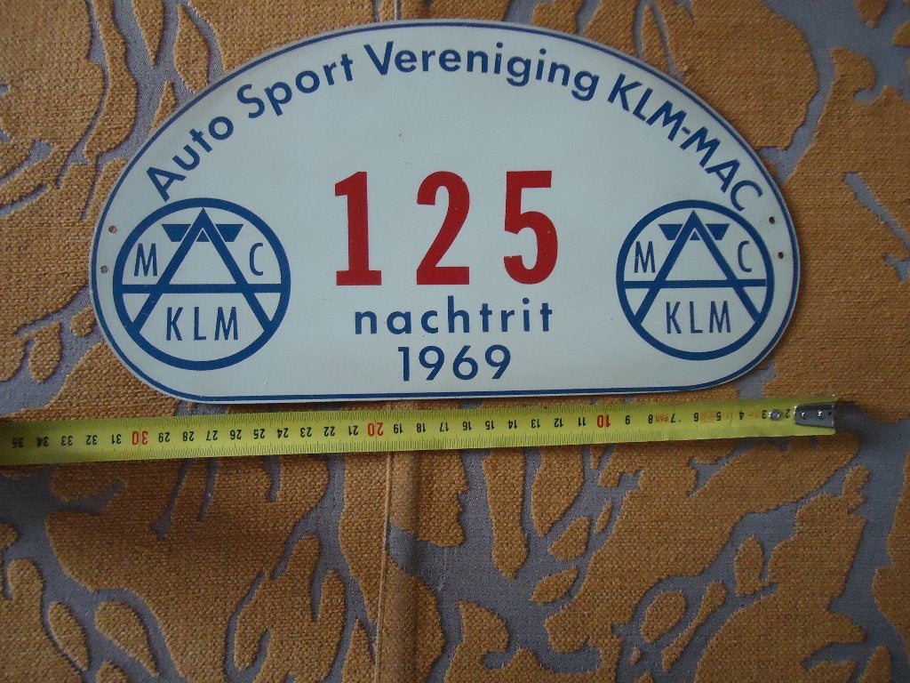KLM Rally 1969 Bord nr.125+Hotelsticker Venezia Vintage NOS, Auto diversen, Autostickers, Verzenden