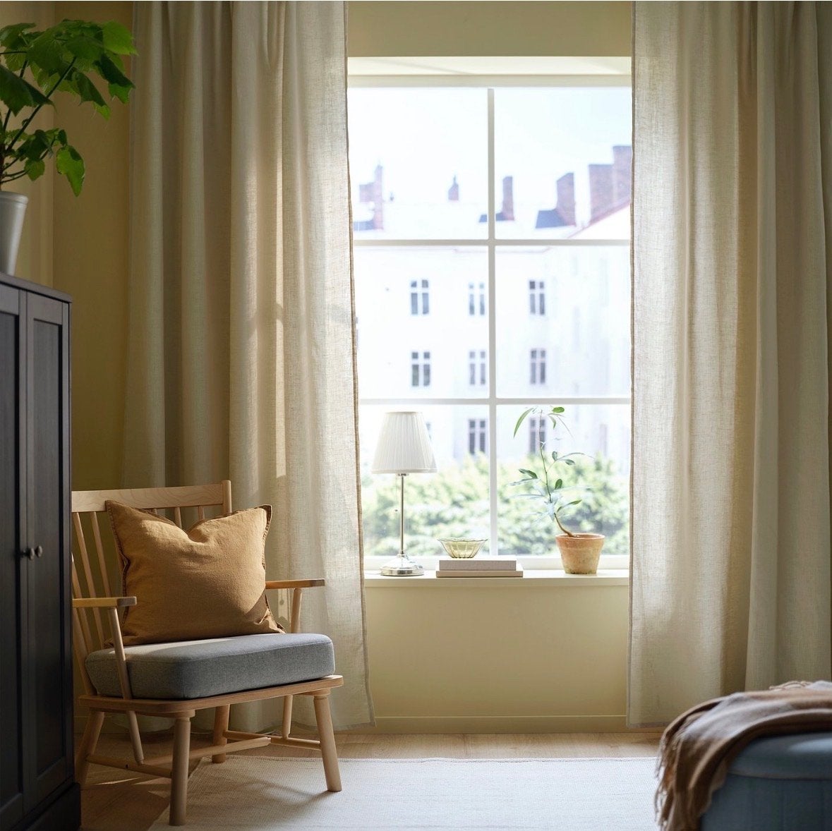 IKEA Aina Linnen Gordijnen Beige/Naturel 2x 145x300 cm, Ophalen, Overige materialen, Gebruikt, Beige