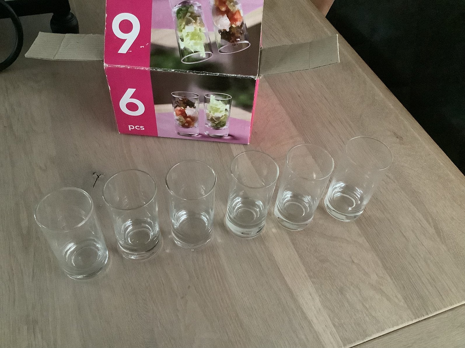 6 amuse glaasjes, Ophalen of Verzenden, Zo goed als nieuw, Borrel- of Shotglas