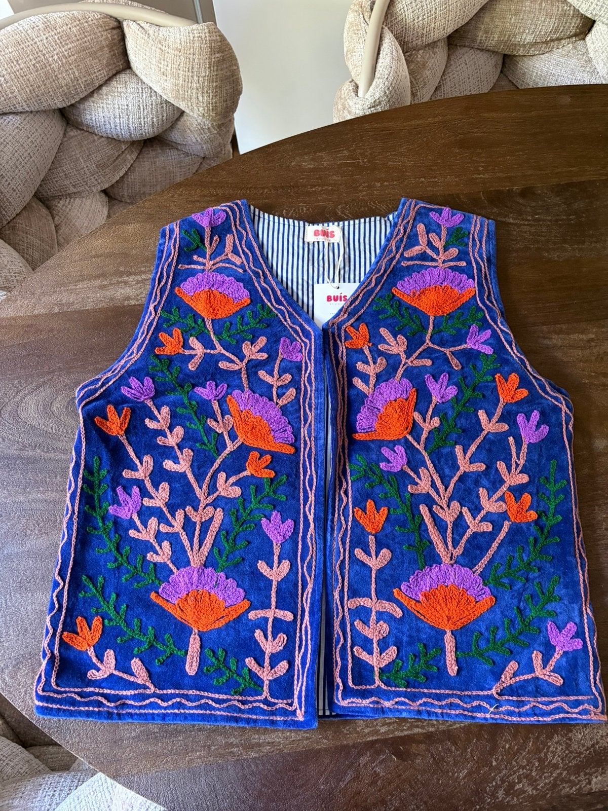 Bohemian Gilet Blauw Geborduurd Ibiza, Kleding | Dames, Overige Dameskleding, Ophalen of Verzenden, Nieuw