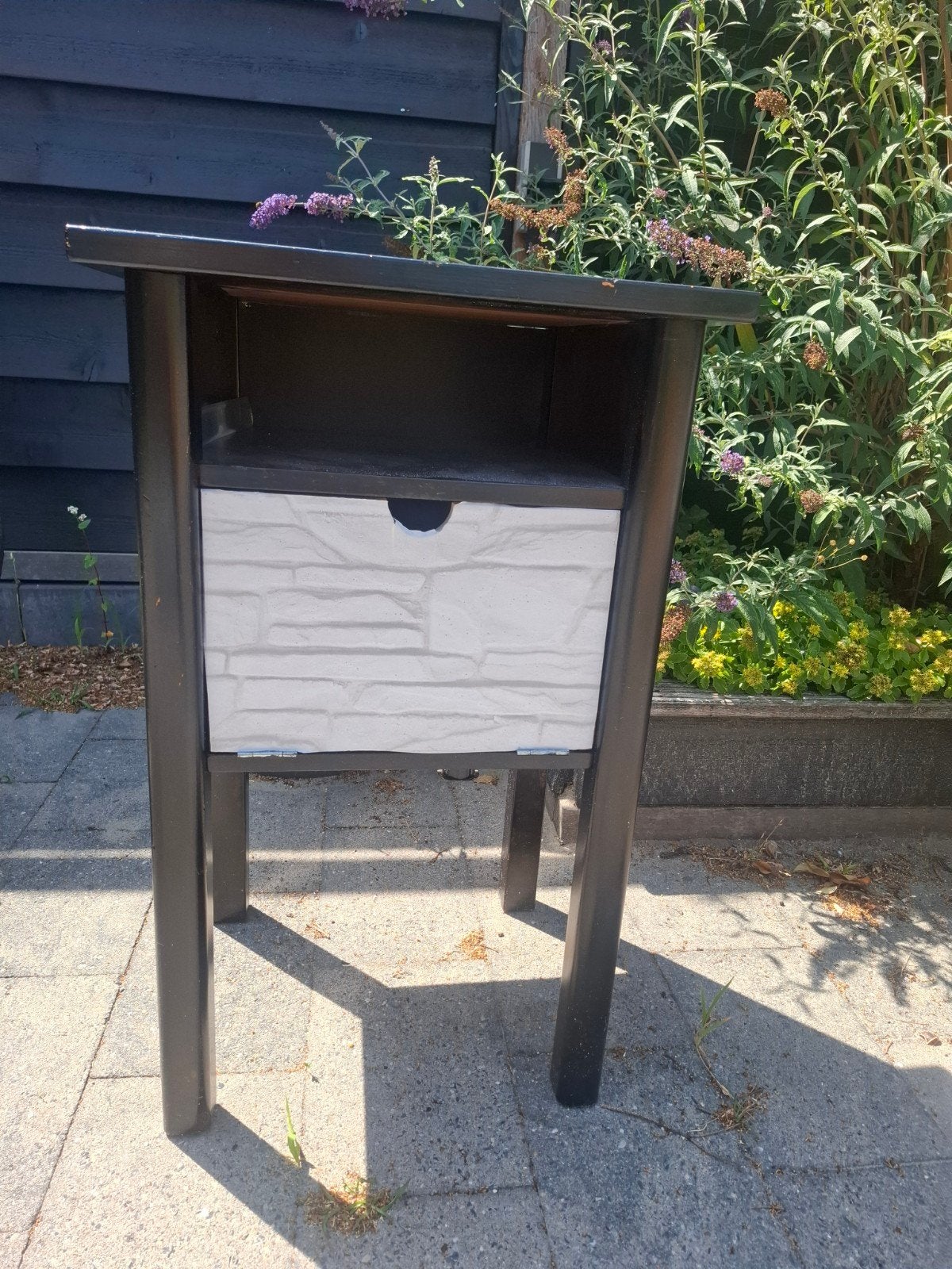 GRATIS OPHALEN Zwart bijzettafeltje met opbergruimte, Ophalen, Gebruikt, 55 tot 70 cm, 45 tot 65 cm